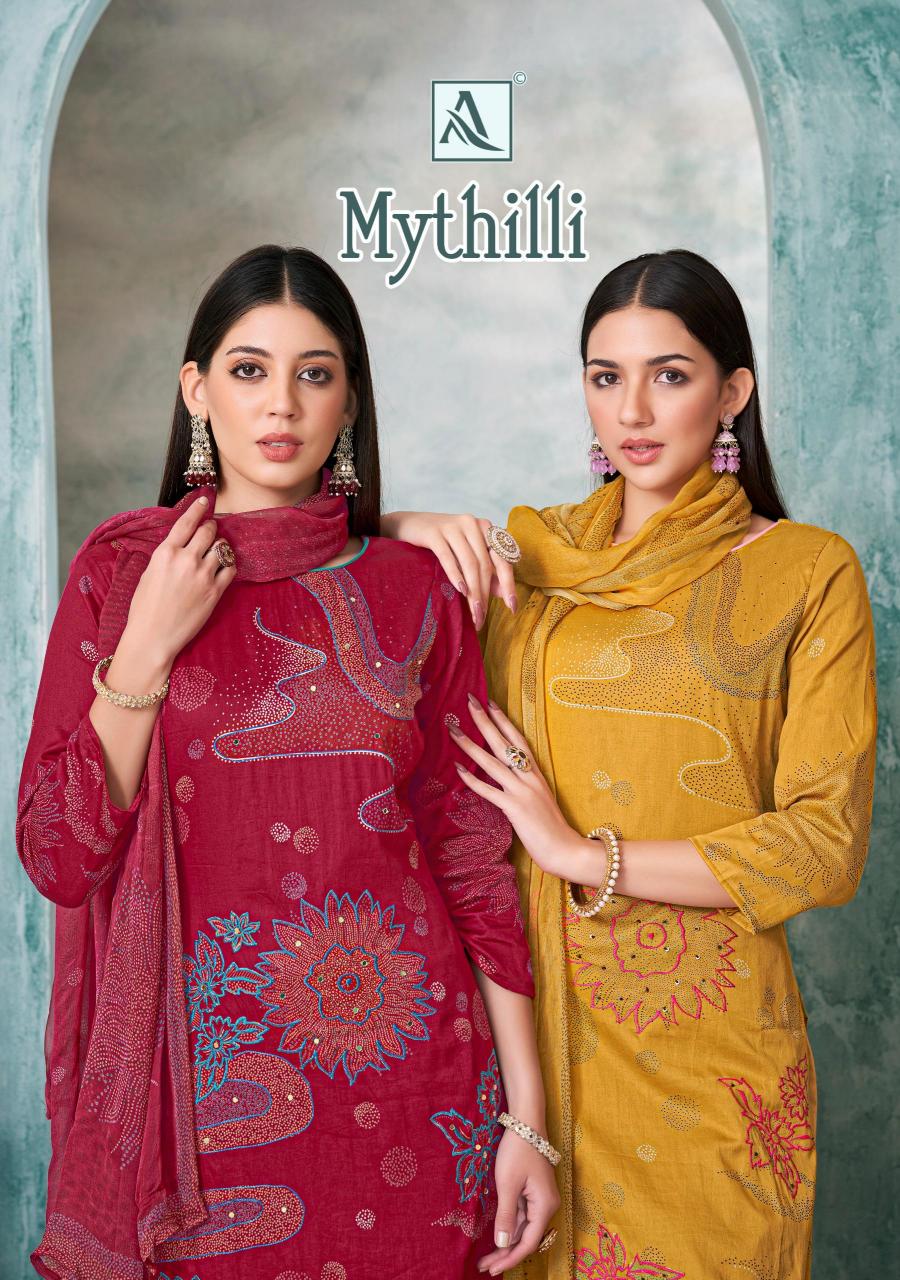 mythilli by alok zam discharge print modern pakistani dress material 