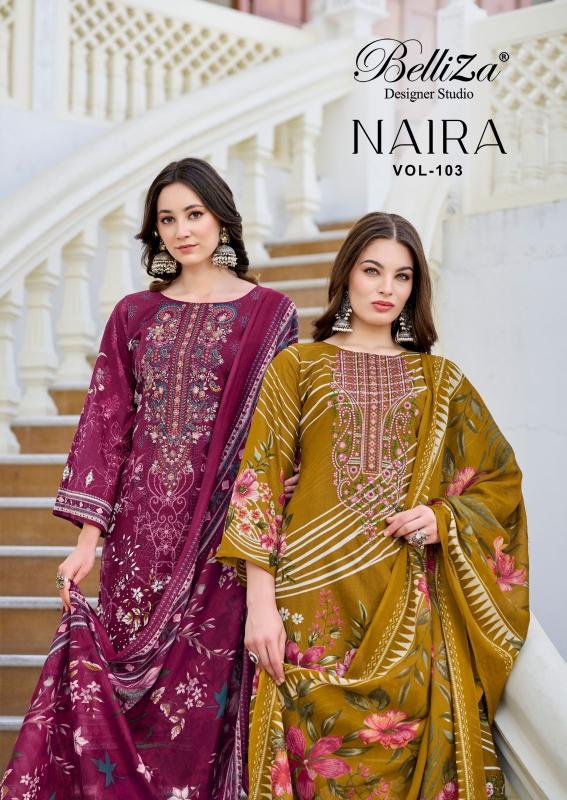 naira vol 103 by belliza designer cotton modern pakistani dress material 
