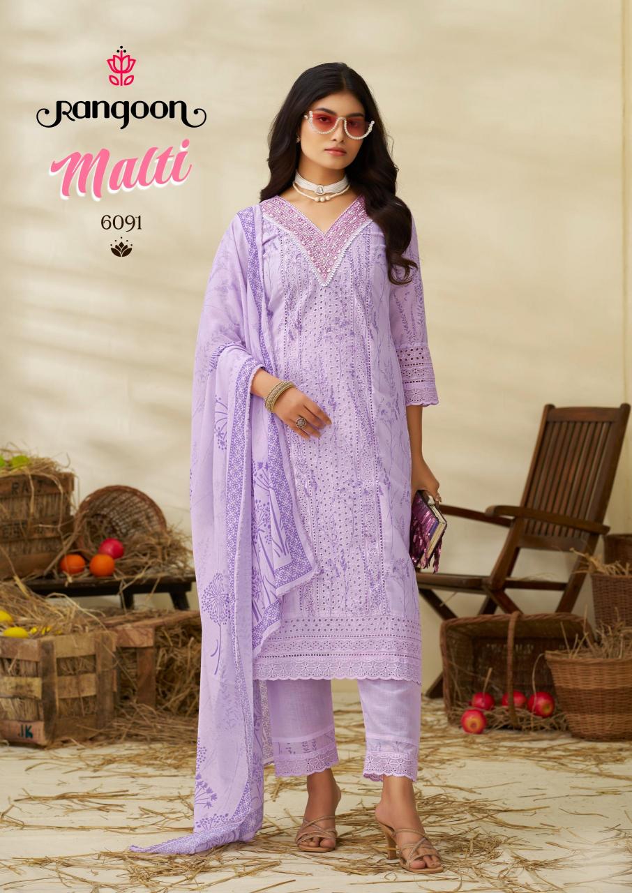 rangoon malti fully stitch elegance style cotton suit for ladies 