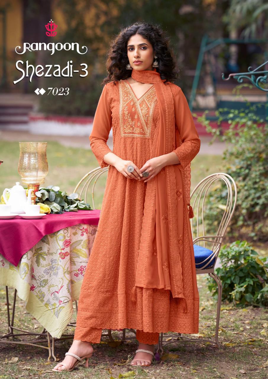 rangoon shezadi vol 3 readymade sifli georgette anarkali style ladies suit 