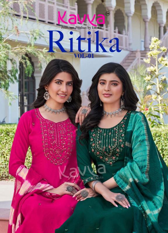 ritika vol 1 by kavya viscose vertican fully stitch shop trendy ladies suit 