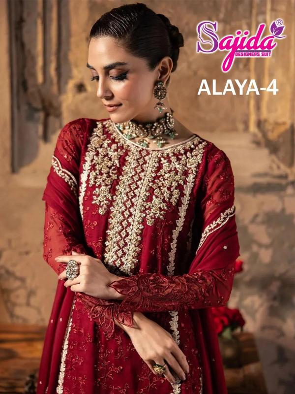 sajida designer alaya vol 4 fox georgette pakistani suit supplier 