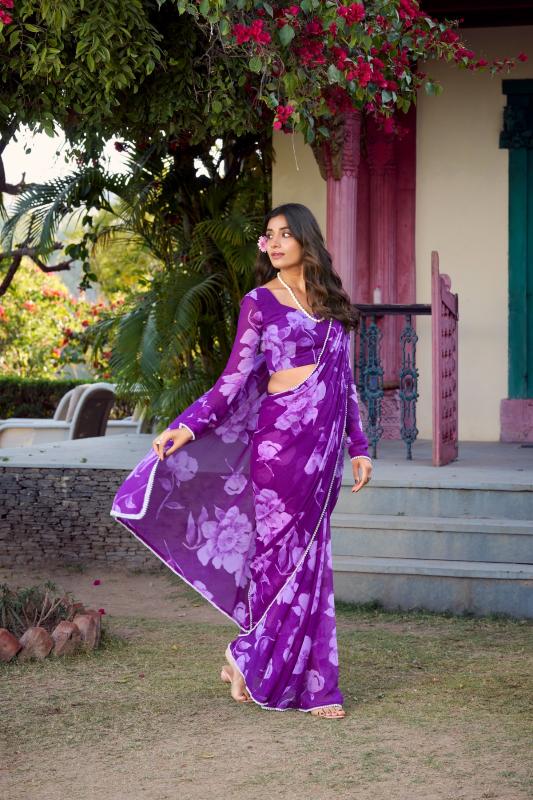 sandhiya ynf7011 chiffon foral printed summer beauty saree