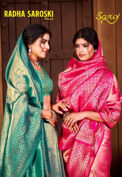 Saroj Radha Swarovski vol.4  Tissue silk saree