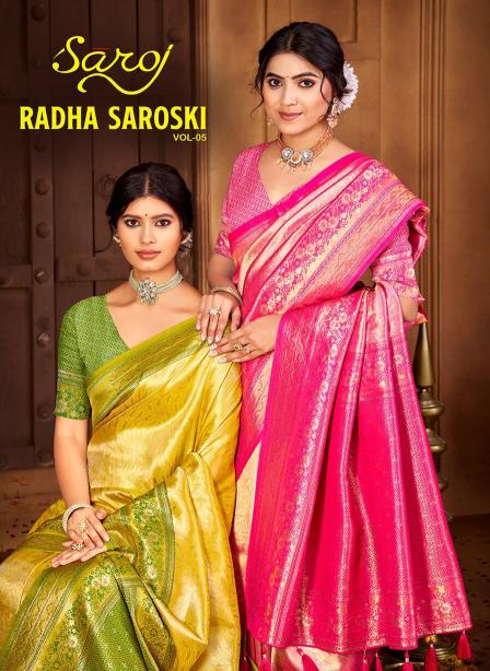 Saroj Radha Swarovski vol.5  Tissue silk saree