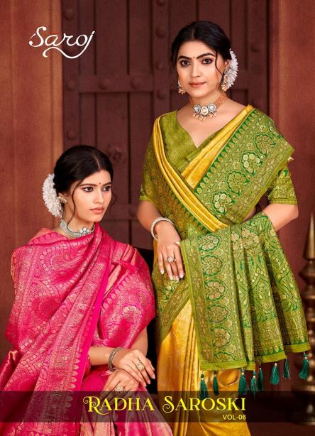 Saroj Radha Swarovski vol.6 Tissue silk saree