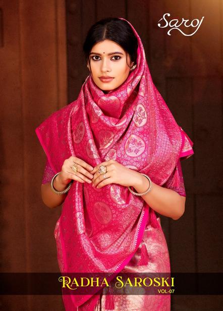 Saroj Radha Swarovski vol.7 Tissue silk saree