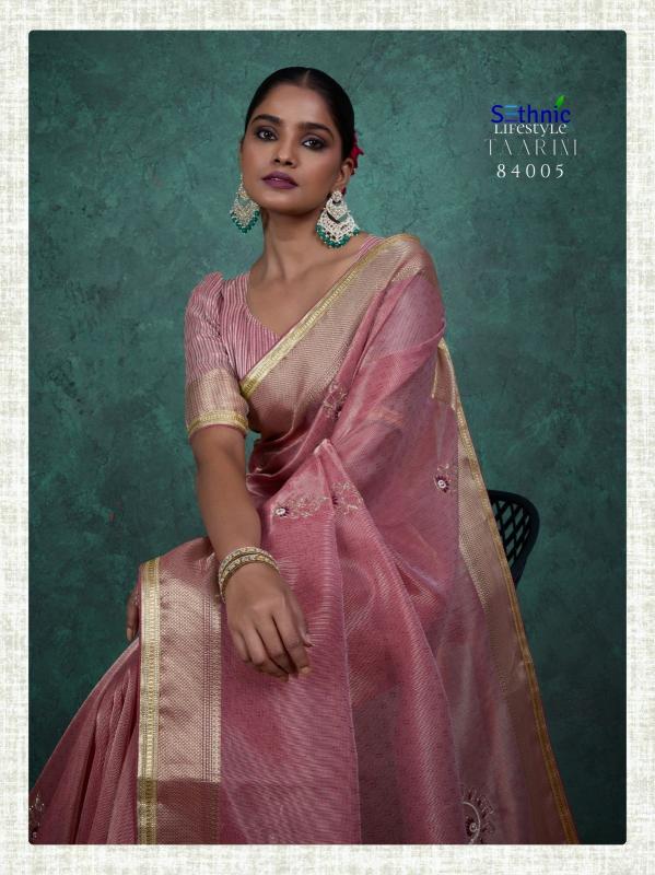 sethnic lifestyle taarini linen tissue colour addition saree for women
