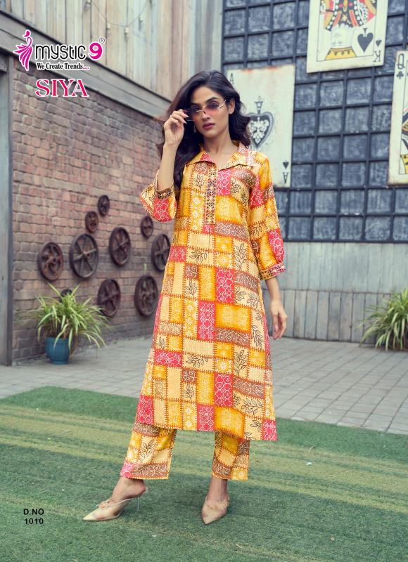 siya vol 1 by mystic9 roman silk readymade fashionable kurti with pant 