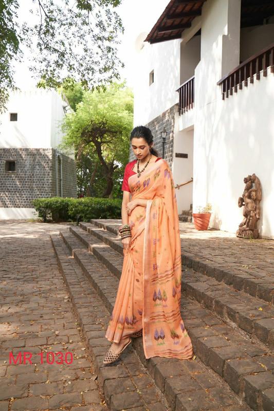 sr presents mercury vol 3 linen handwork pretty look sarees 