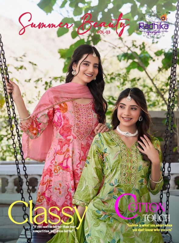 summer beauty vol 3 by radhika cotton readymade anarkali suits