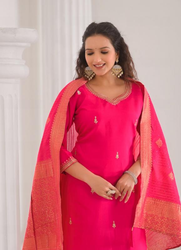 tanisha vol 20 viscose chanderi elegance full stitch suit for ladies 