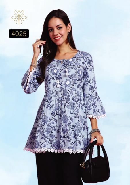 vamika jaipur print cotton readymade elegant style western top for girls  