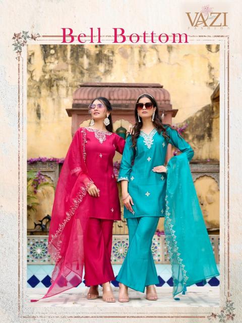 vazi fashion bell bottom co ord set with dupatta 
