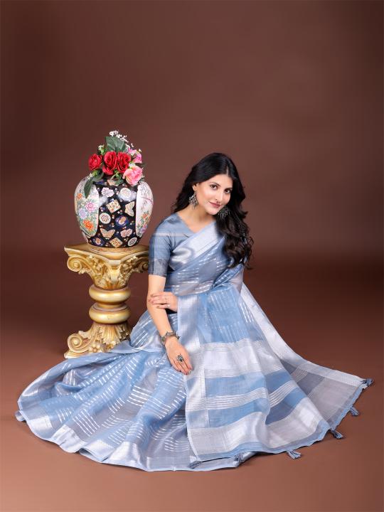 venice by astita fancy designer organza fabric saree wholesale with latkan 