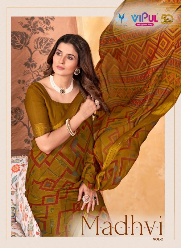 vipul fashion madhvi vol 2 attractive look shimar chiffon sarees 