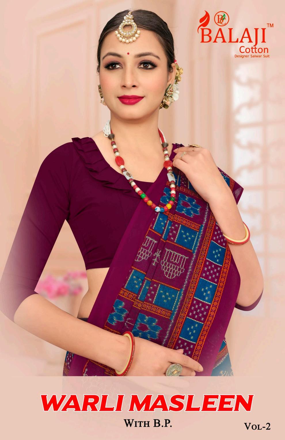 warli masleen vol 2 by balaji cotton pretty look saree wholesaler