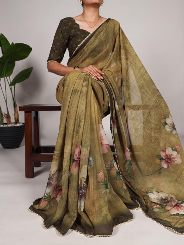 ynf7005 georgette floral print regular wear stylish sarees