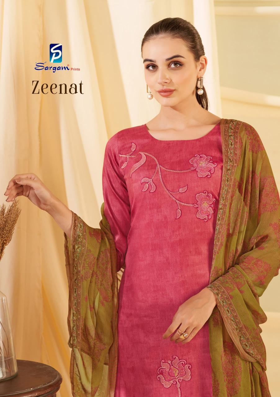 zeenat by sargam jam print pretty look dress material online 