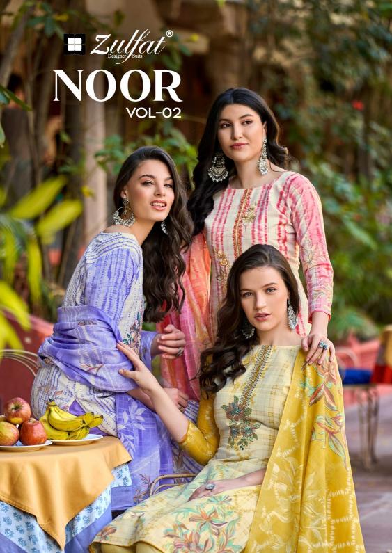zulfat noor vol 2 hit design cotton unstitch suit for ladies 