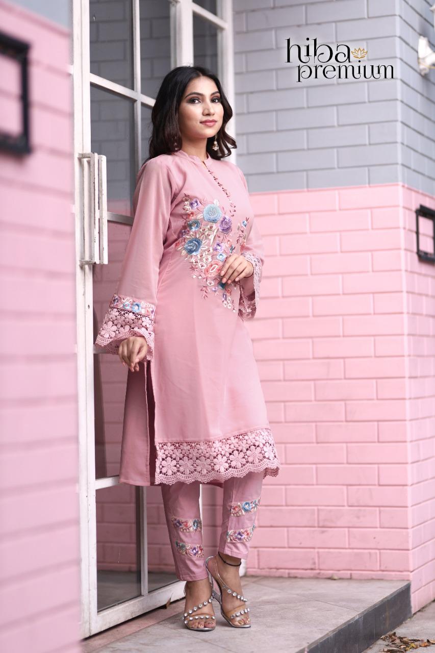Pink Leg Open Kurti White Cigarette Pants For Women Price in Paki