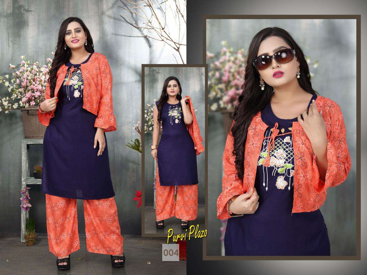 purvi plazo vol.2 by aagya heavy rayon top koti plazo Cataolog 