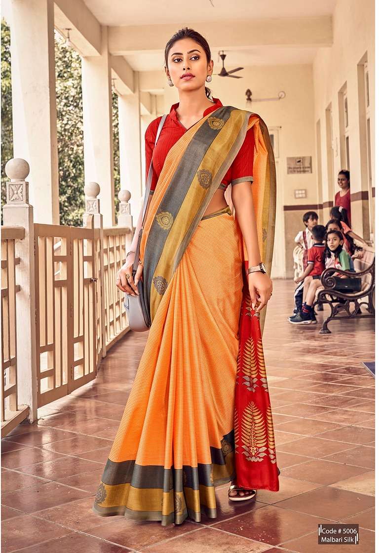 Plain Grey Crepe Uniform Saree For Teachers – Satish Silk Mills