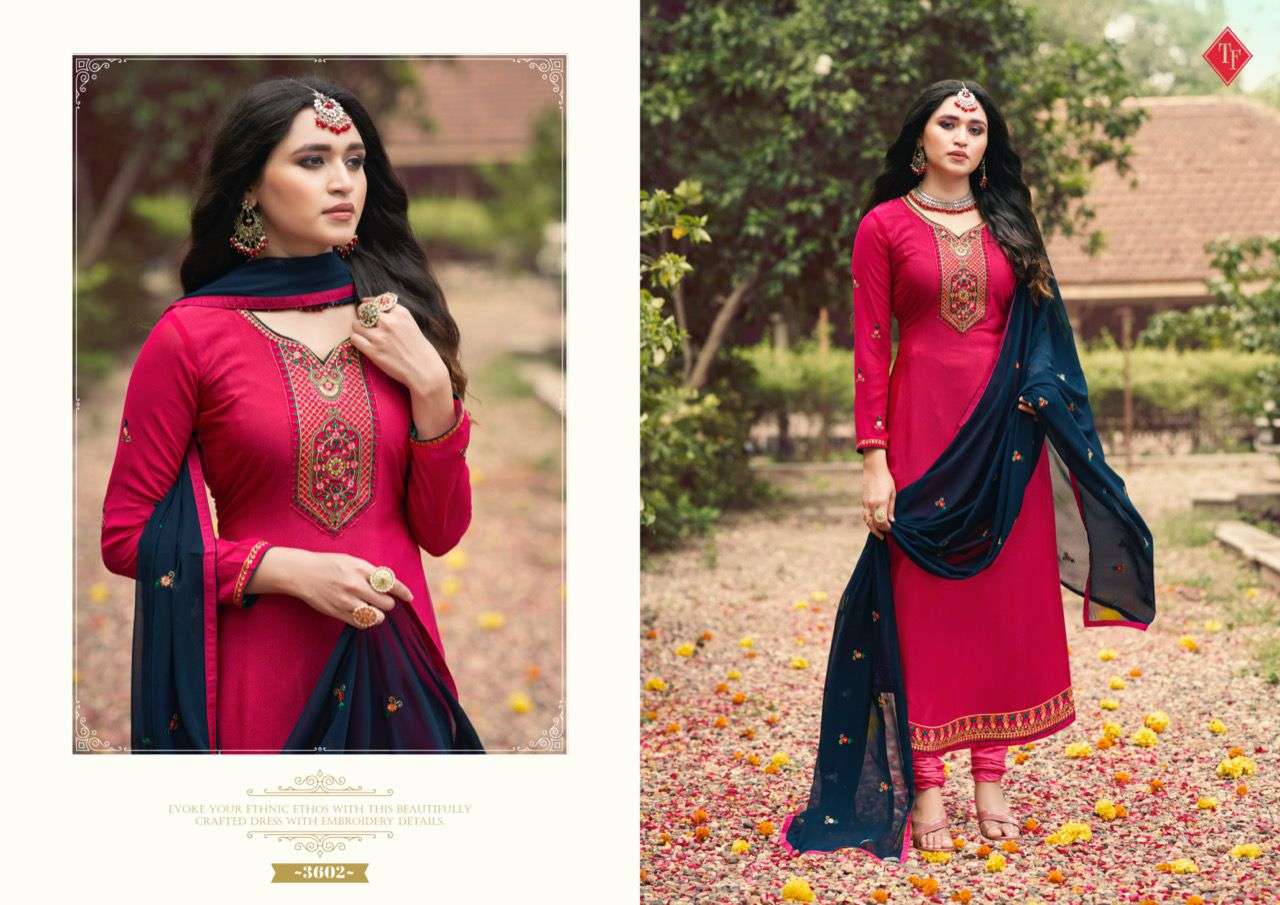 royal silk vol 13 by tanishk french crape designer salwar kameez