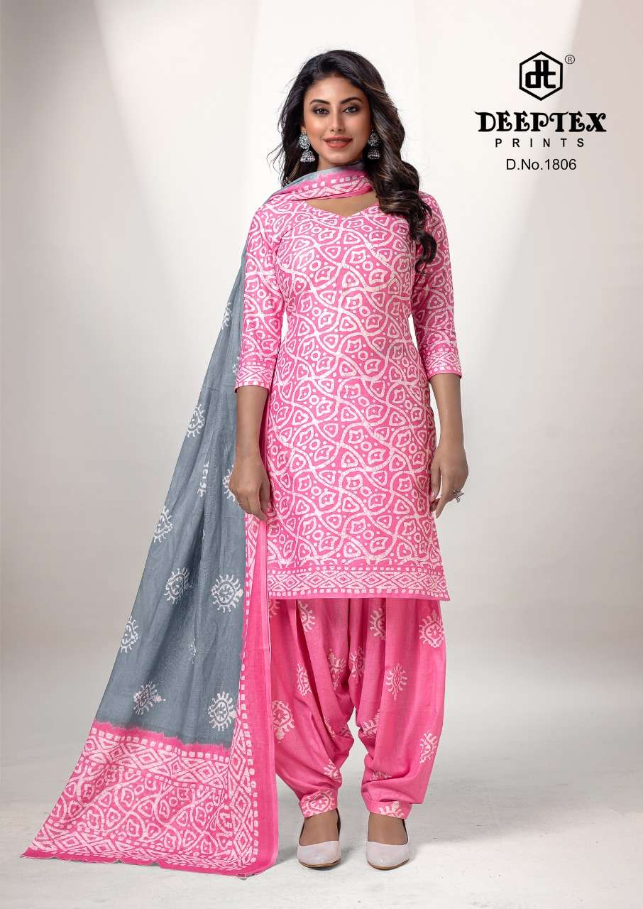 Blue Bandhani Printed Pure Cotton Dress Material