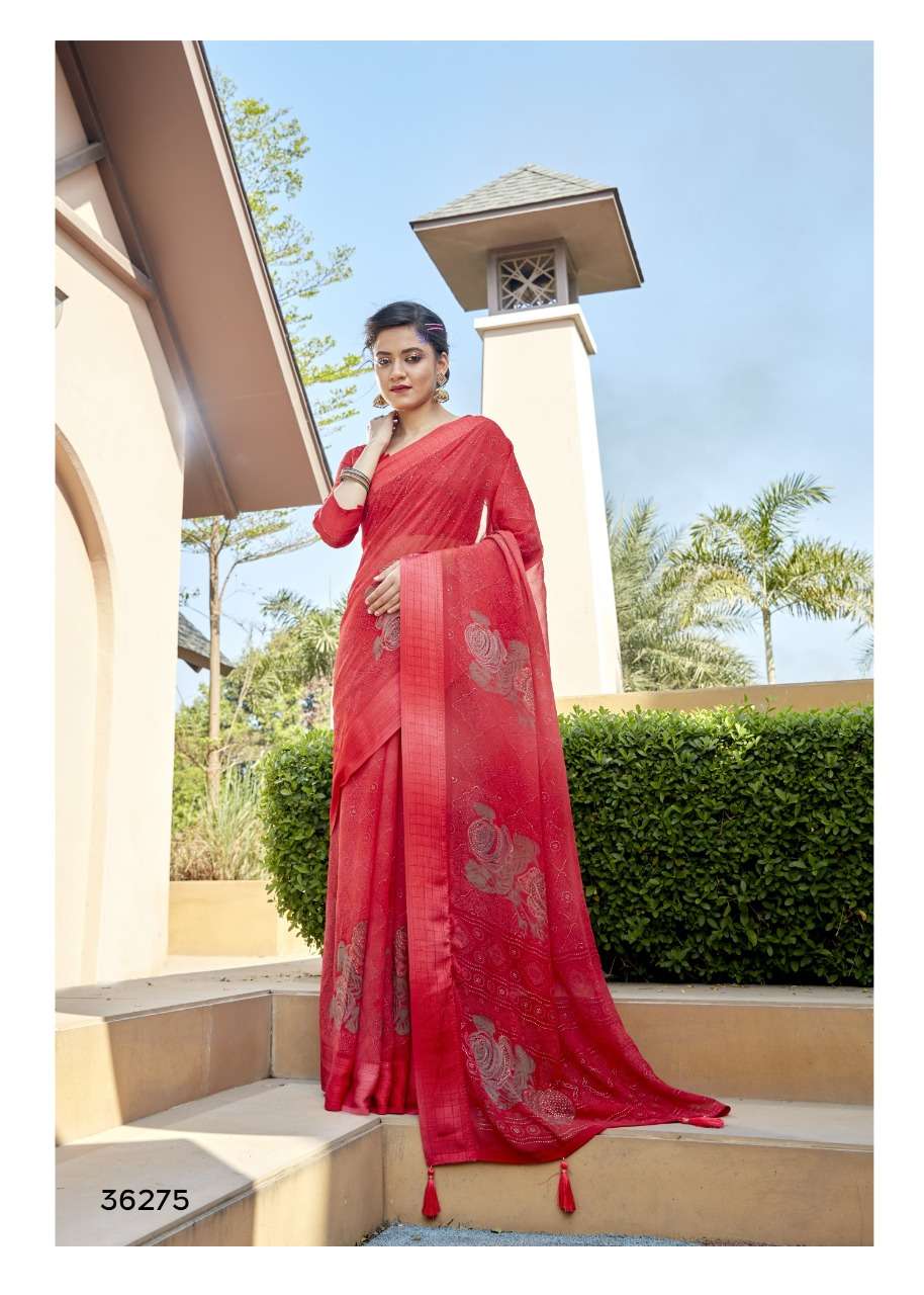 Buy Georgette Zig Zag Meena Saree Beautiful Designer Saree Ethnic  Traditional Look Sari For Women's With Blouse By S. A Textile (Red) at  Amazon.in