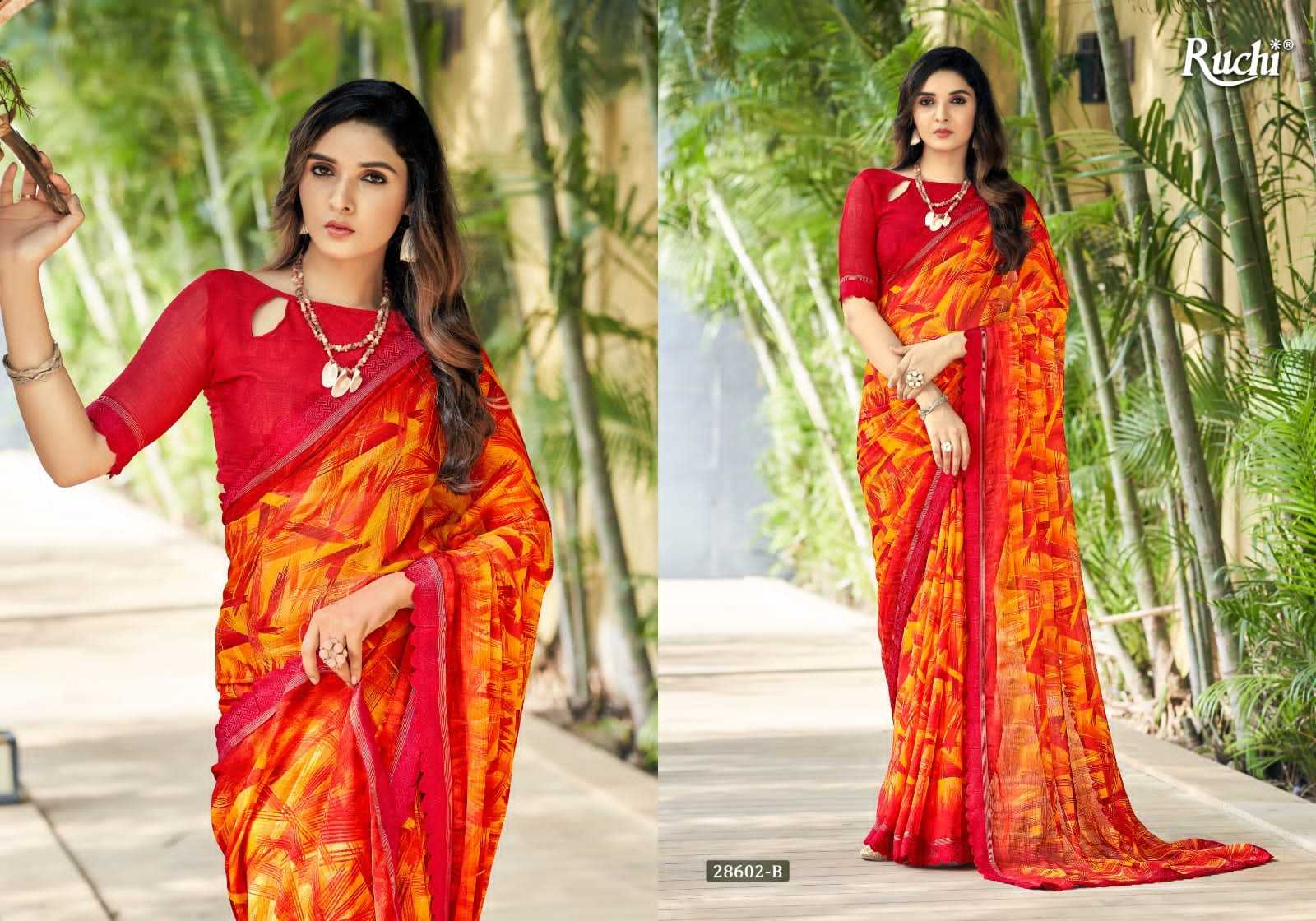 ruchi savera vol 8 fancy chiffon saree with fancy jacquard border