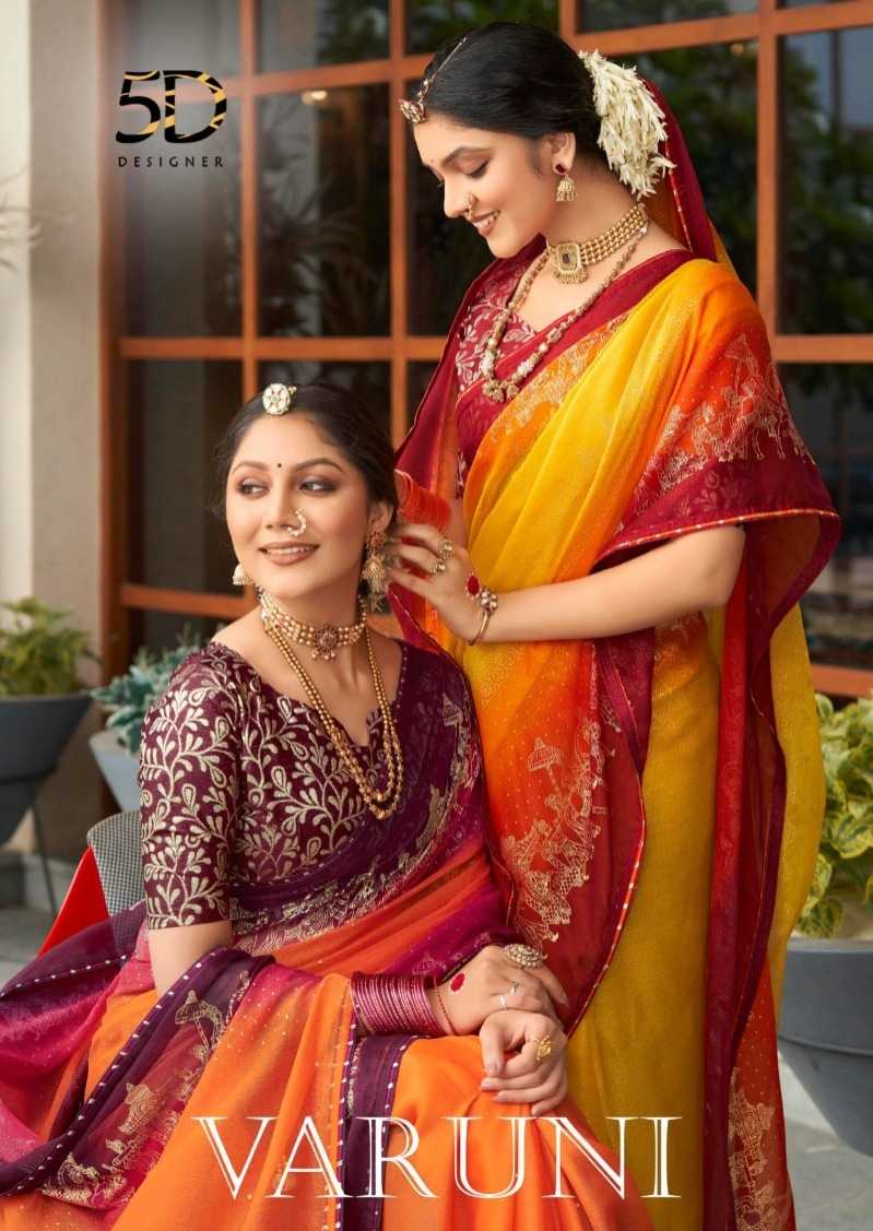 5d designer present varuni fancy chiffon sarees catalog