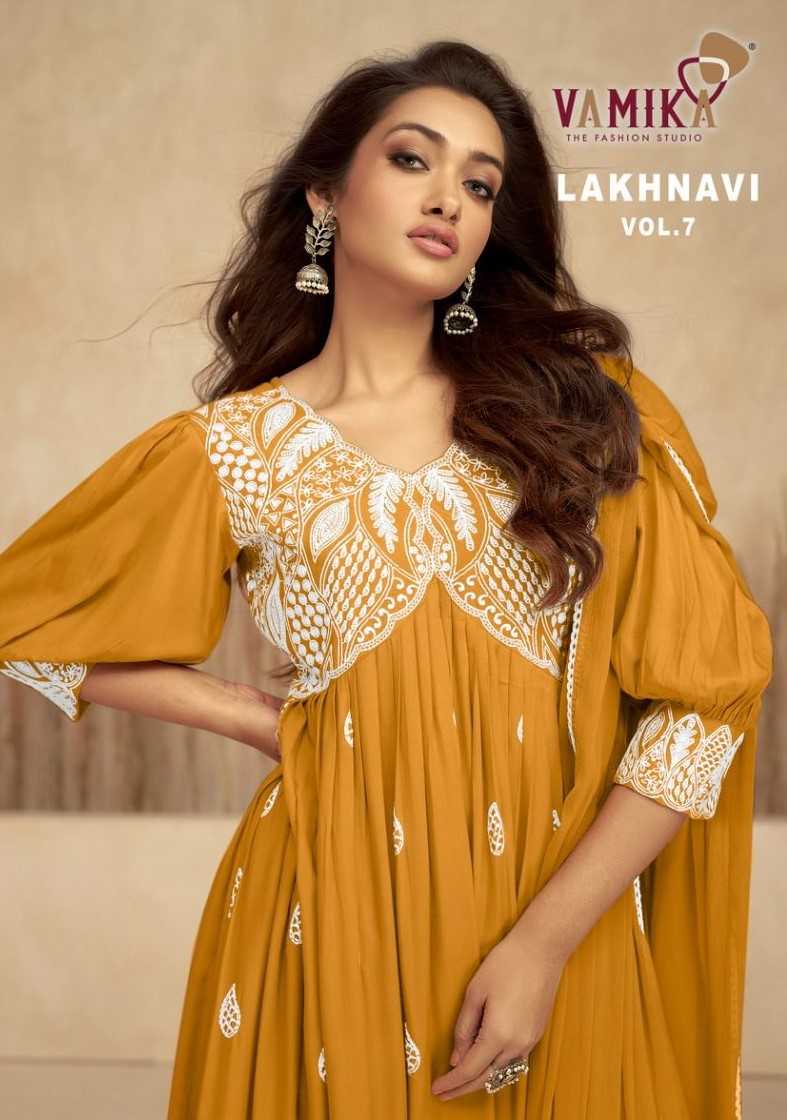 vamika lakhnavi vol 7 festive wear exclusive lakhnowi readymade collection 3pcs set