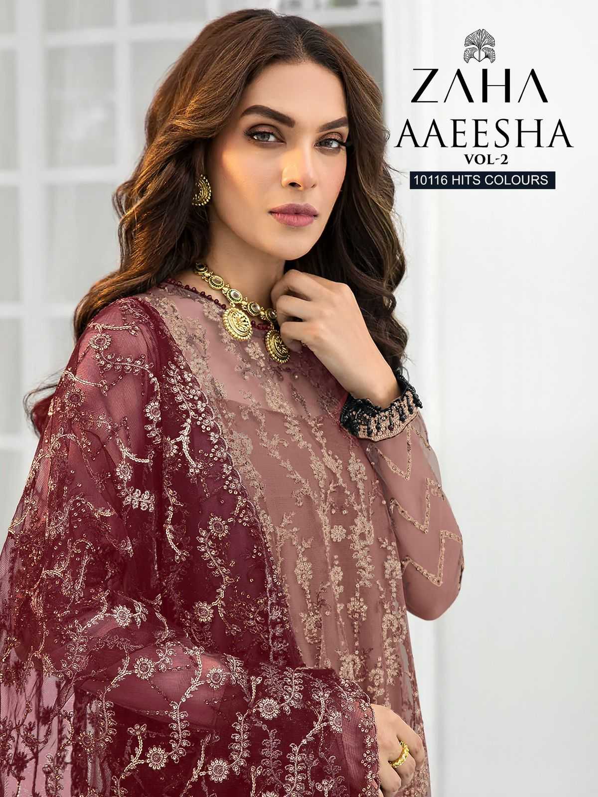 zaha aaeesha vol 2 10116 hits colours efgh amazing designer work pakistani salwar kameez material