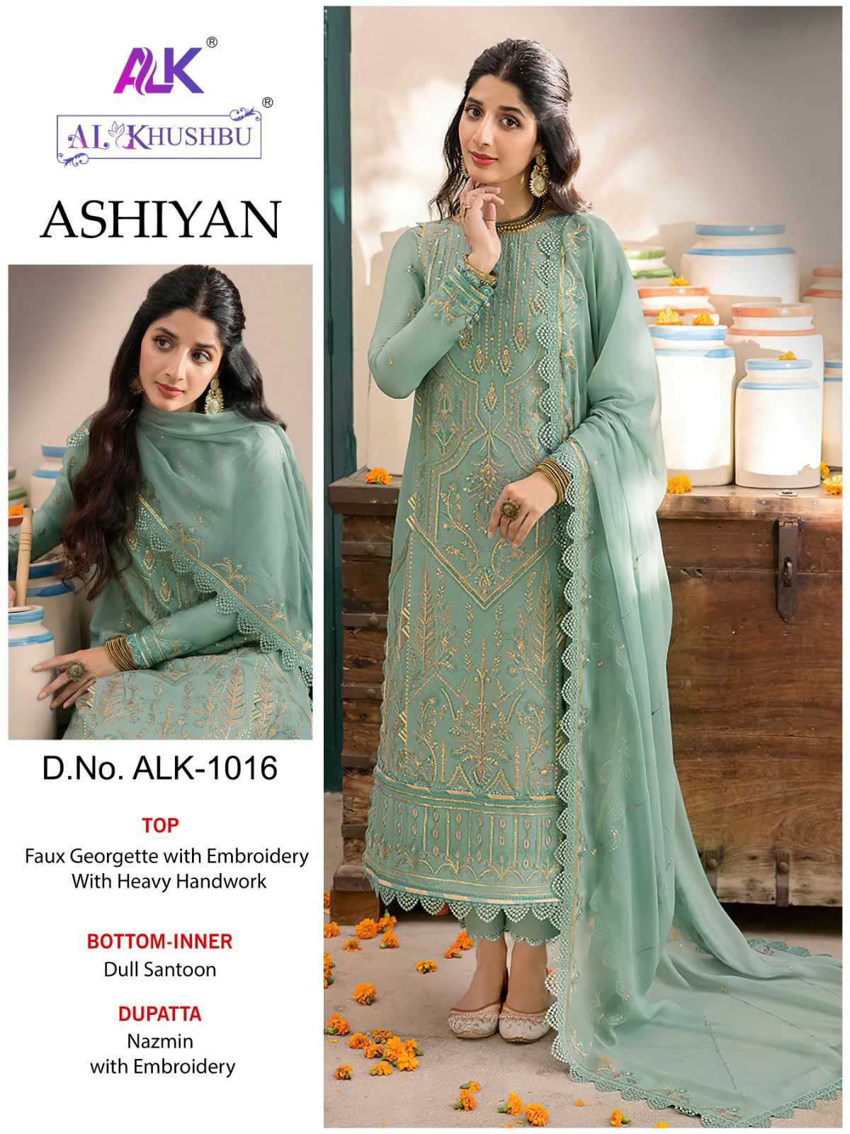 al khushbu ashiyan 1016 pakistani work unstitch suit single design