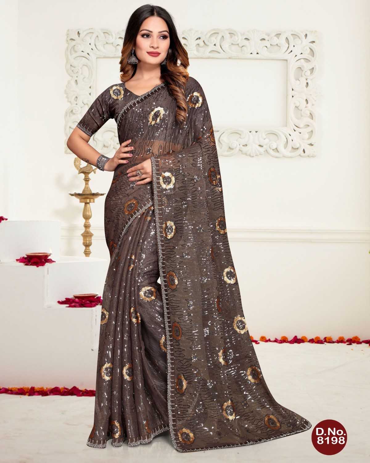 pr 8198 designer wedding wear heavy sequence sarees