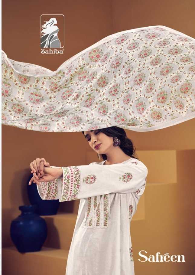 sahiba safreen beautiful digital print with embroidery dress material