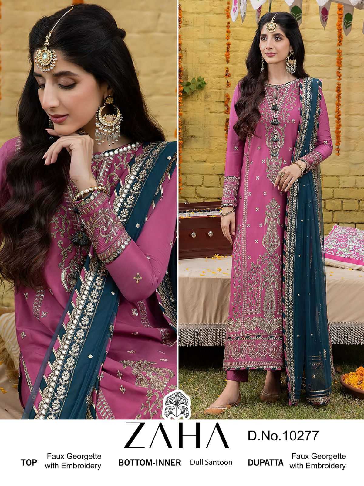zaha 10277 single design pakistani dress material