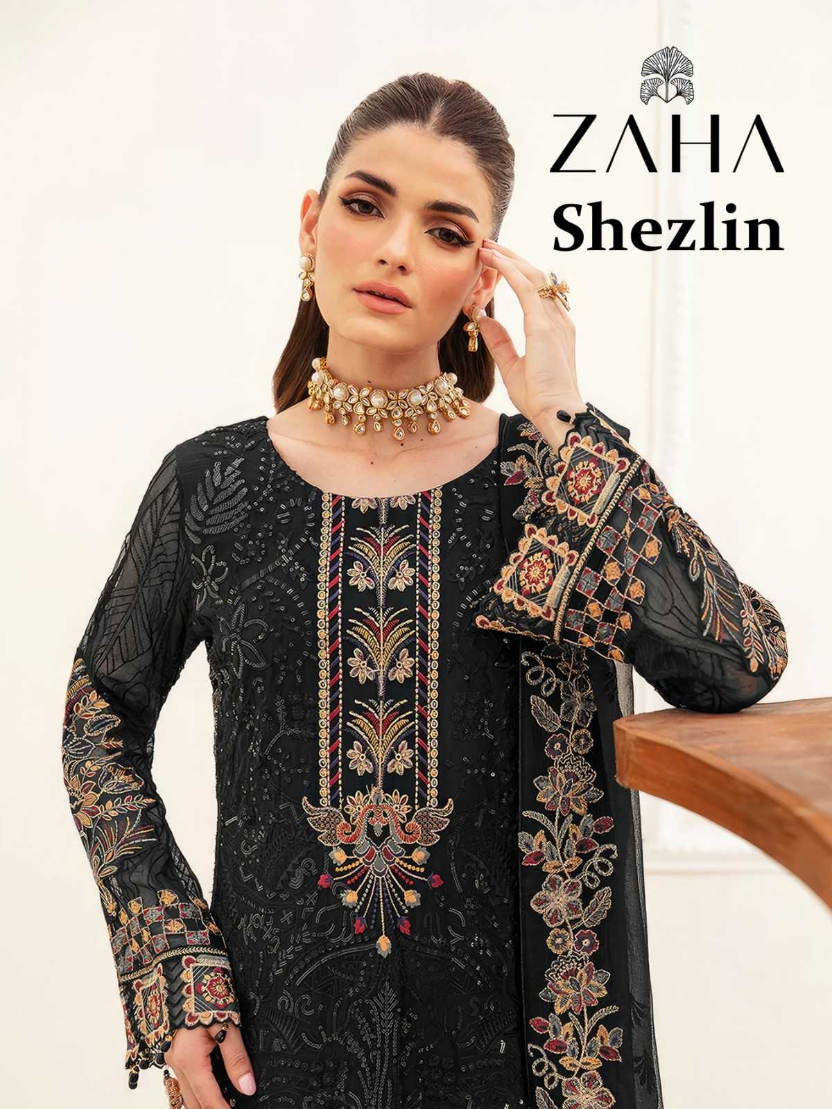 zaha shezlin designer party wear pakistani unstitch suit