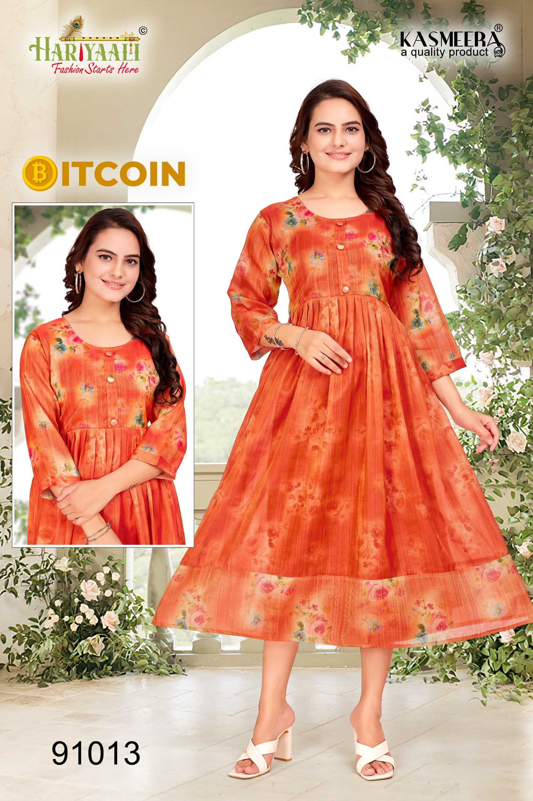 hariyaali bitcoin vol 2 latest wear readymade tissu silk kurti combo set 