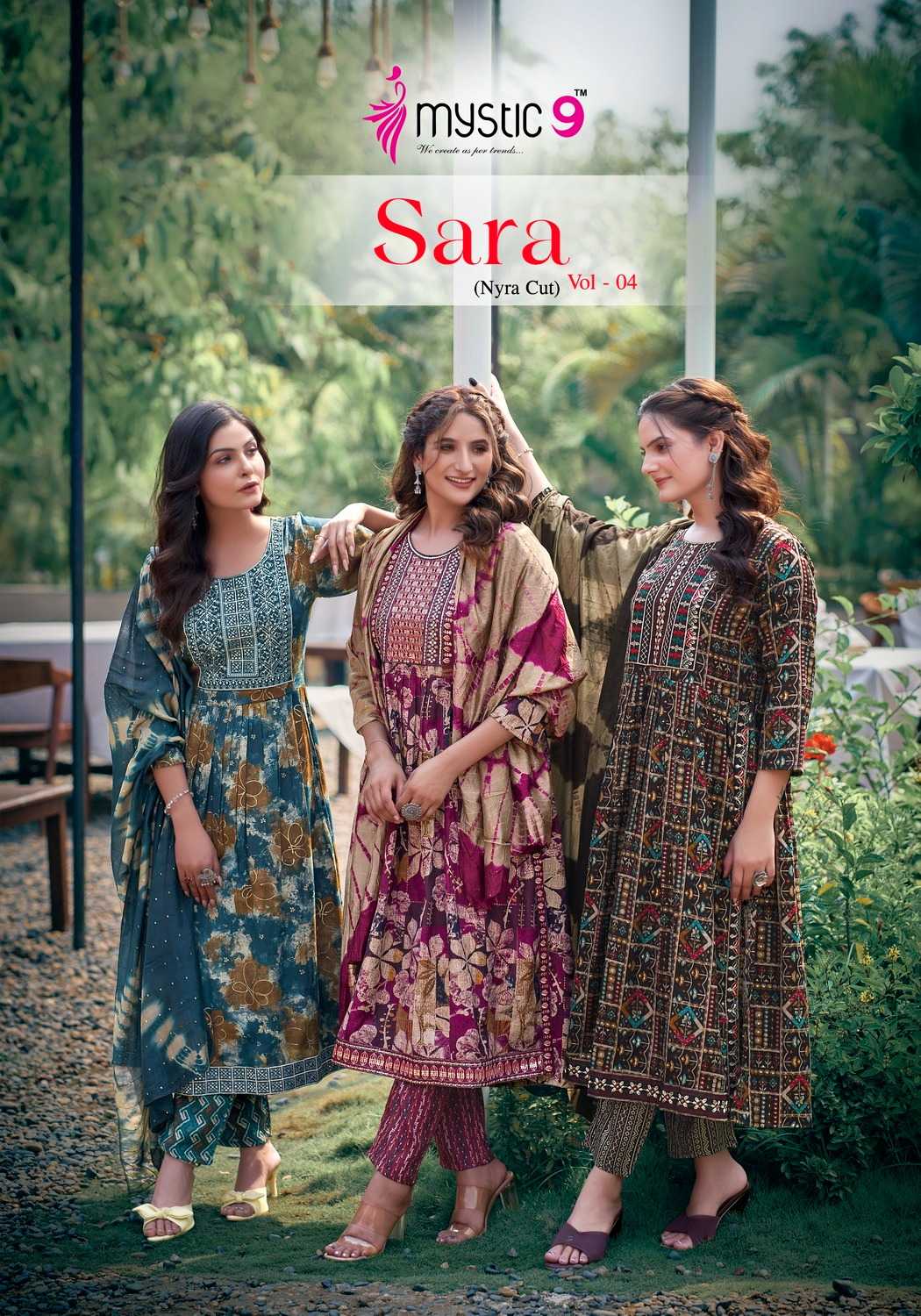 mystic9 sara vol 4 nayra cut readymade embroidery work salwar suit 