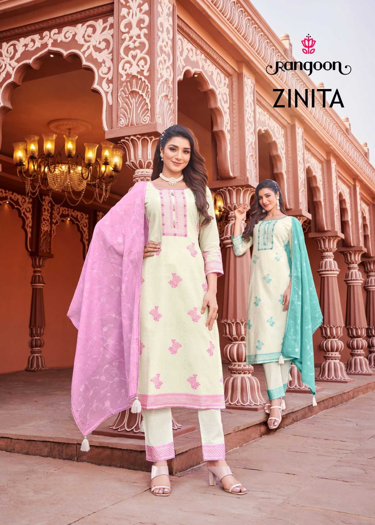rangoon zinita stylish wear pure cotton readymade salwar suit 