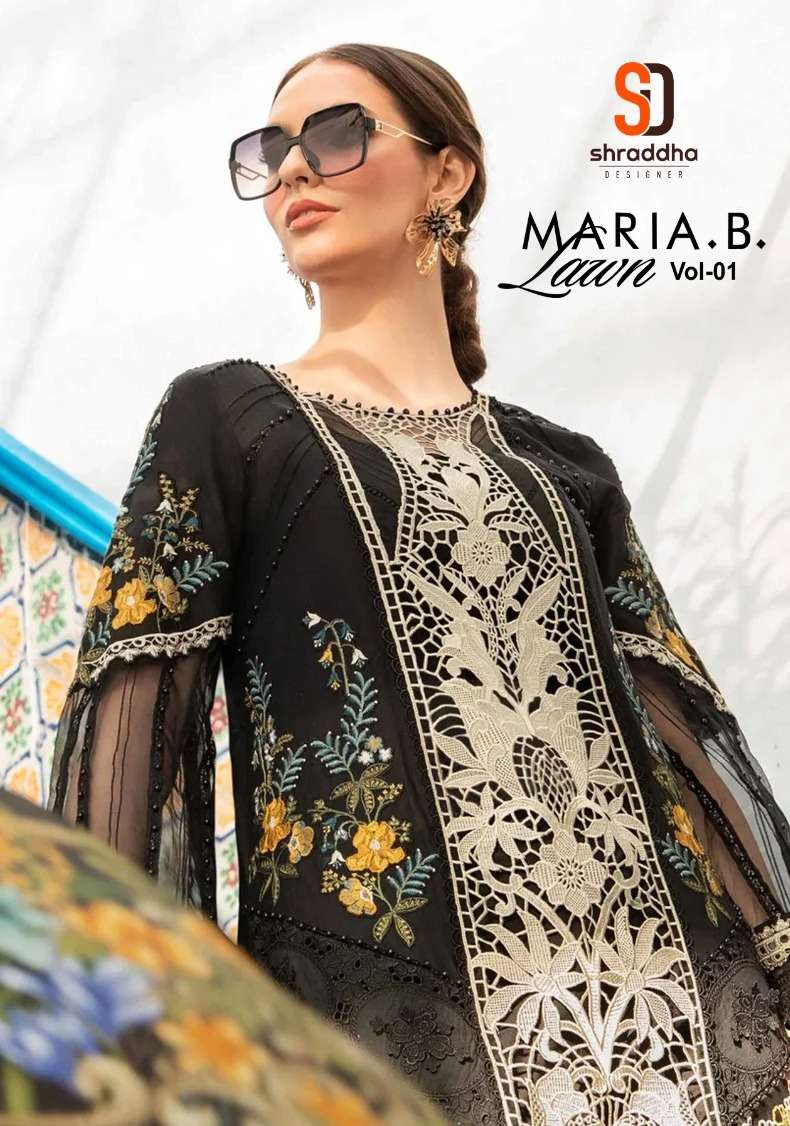Shraddha designer maria.b lawn vol 1 cotton embroiderd new launching salwar suit