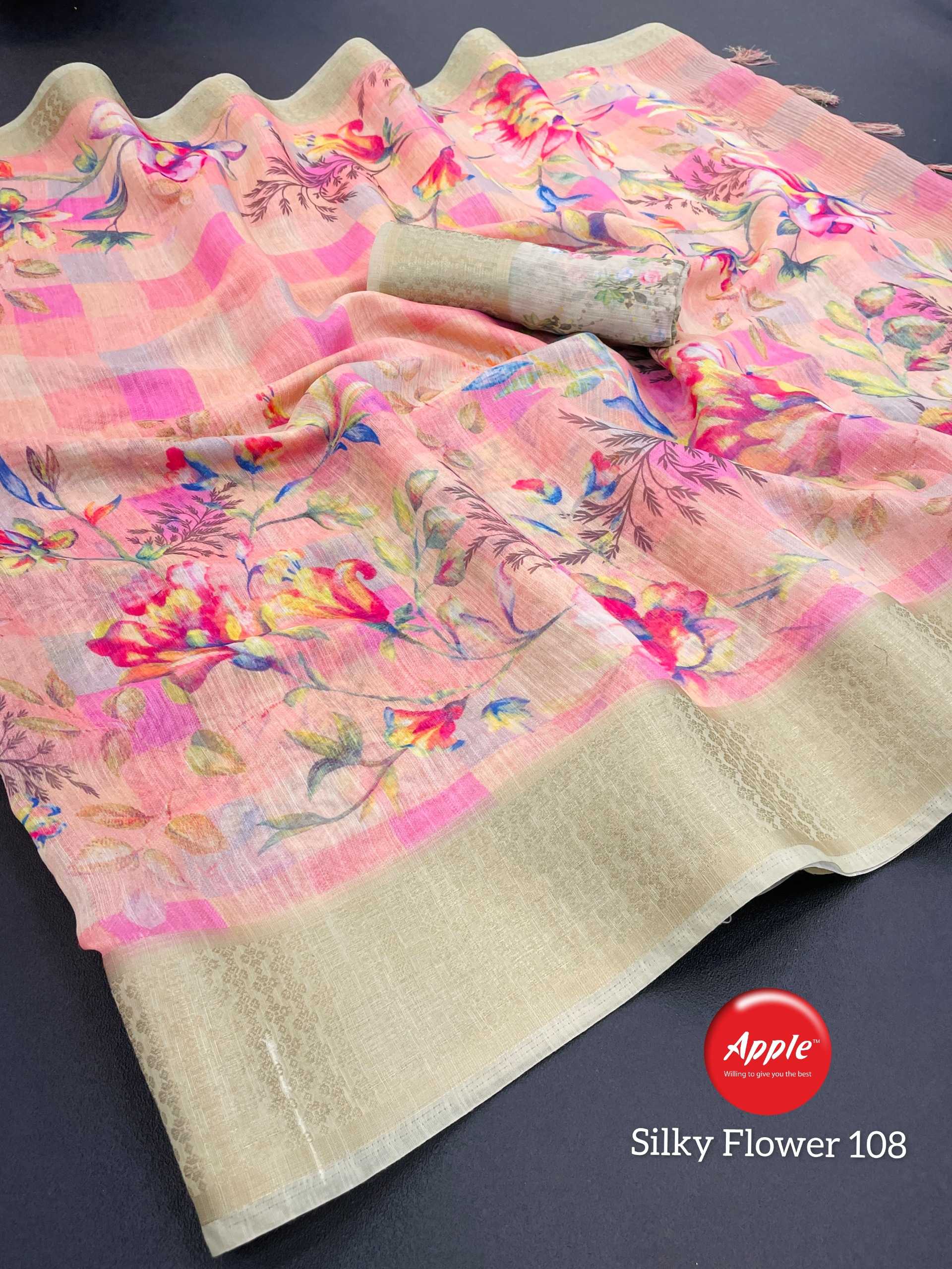 apple silky flower vol 1 fancy silk jacquard saree wholesaler