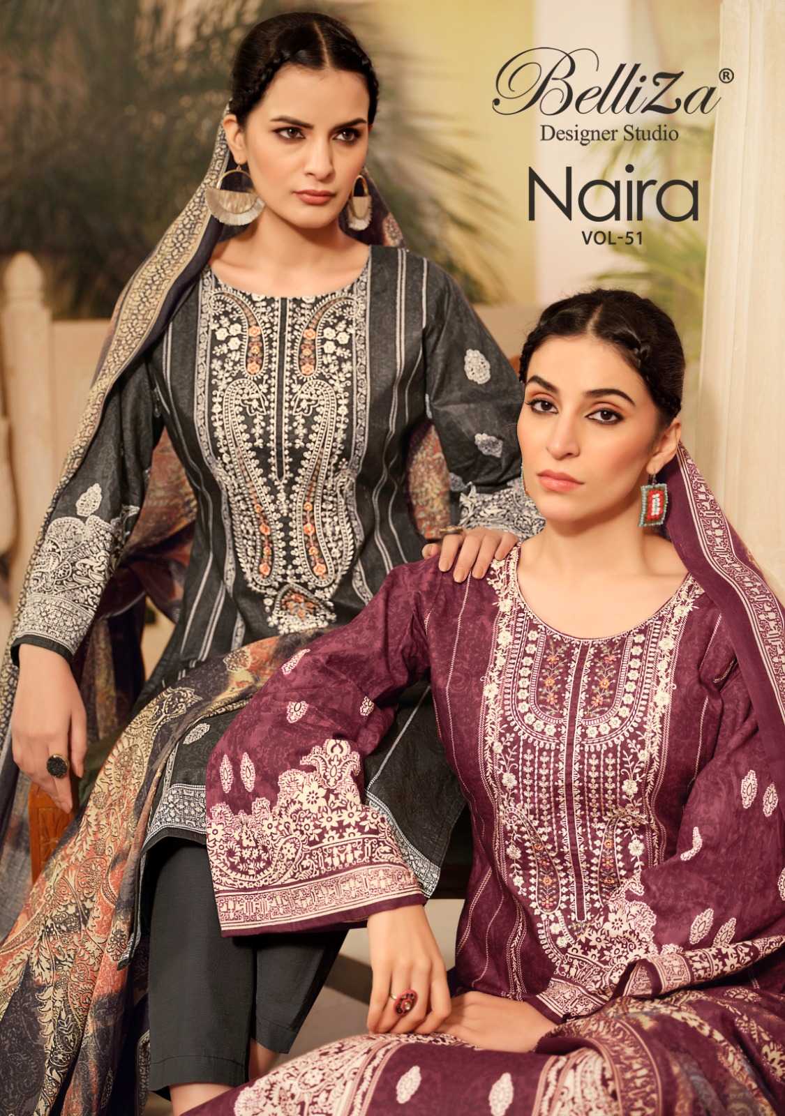 belliza designer naira vol 51 pakistani latest concept salwar suit material