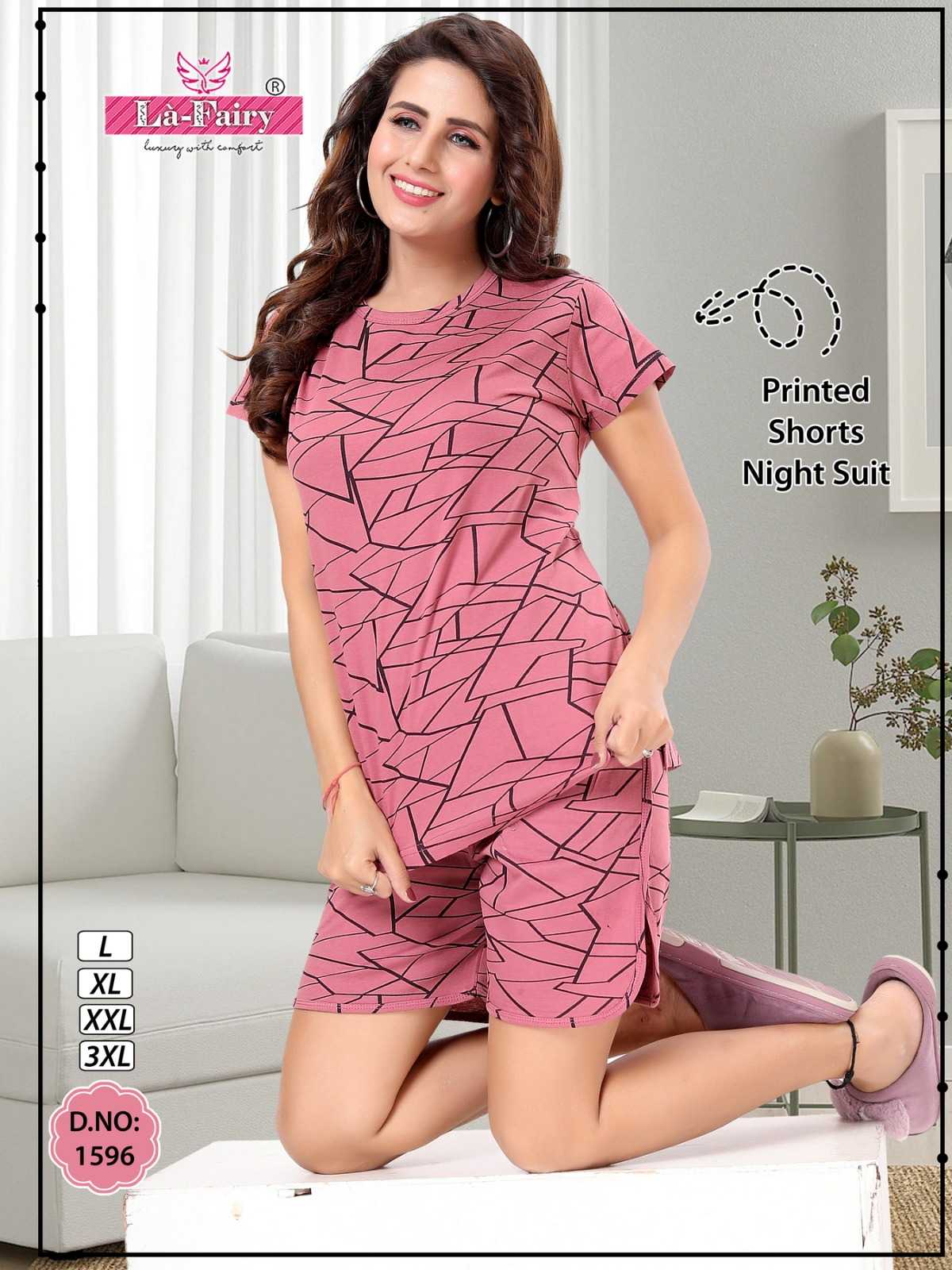  là fairy present 1596 regular use printed hosiery tshirt with hot pants night suit collection