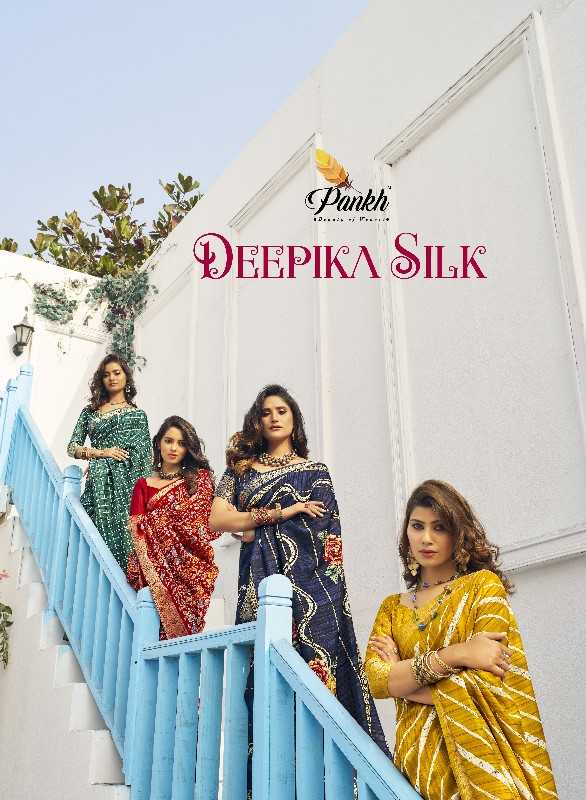 pankh presents deepika silk hit design munga silk printed saree wholesaler