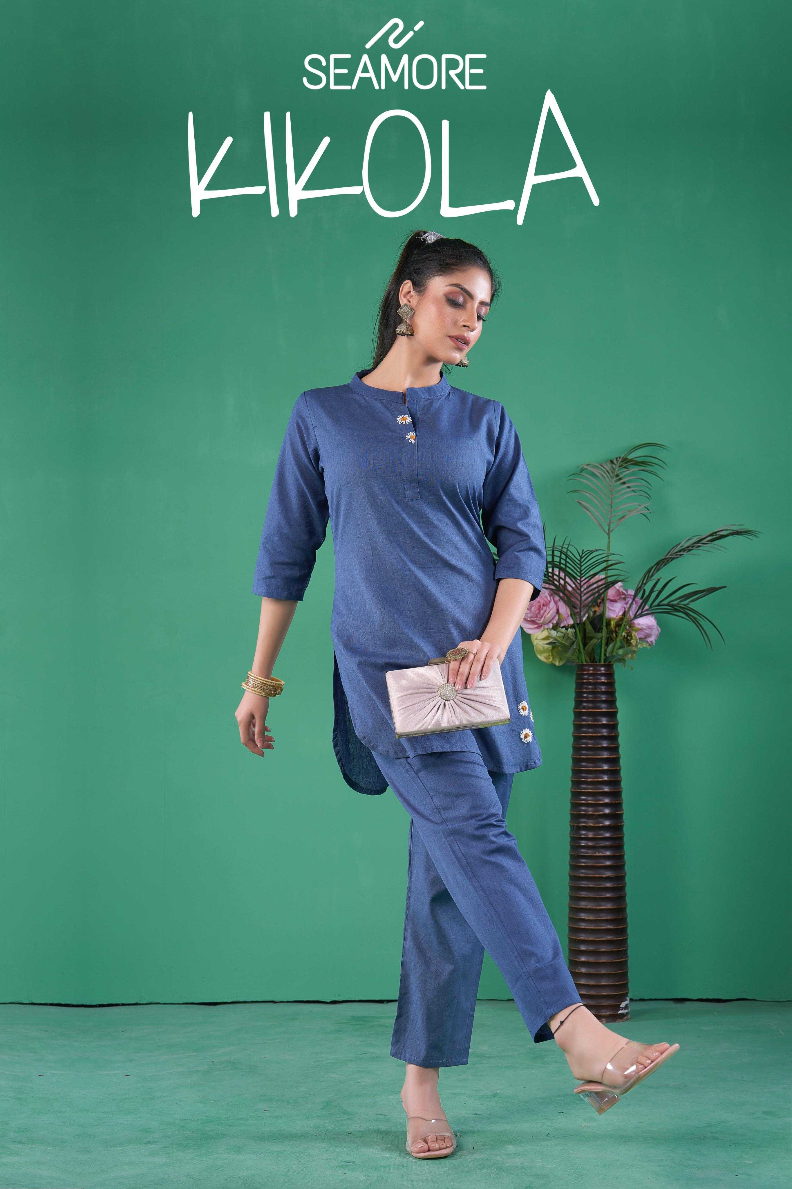 seamore presents kikola trendy outfit full stitch women kurta with pant