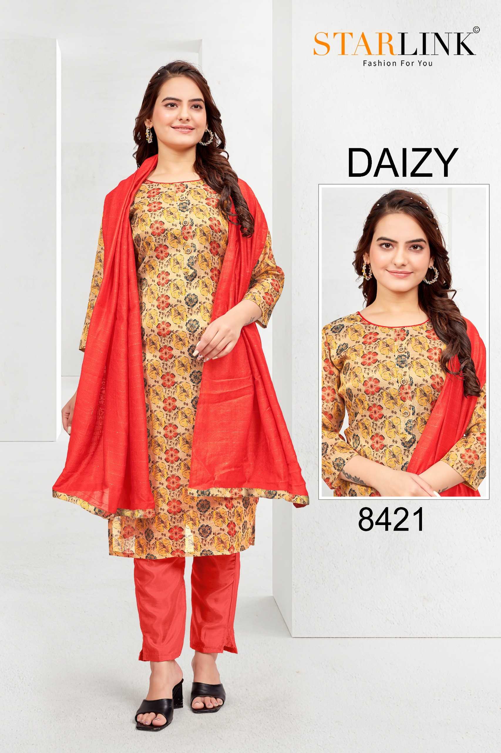 daizy by starlink readymade tissue traditional wear fancy 3pcs combo set dress 