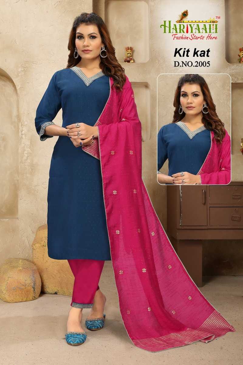 hariyaali kitkat vol 2 vetican silk readymade fashionable design big size salwar suit combo set